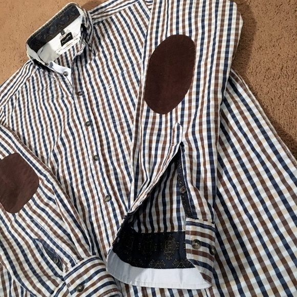 Olymp Novum Luxor Elbow Patch Checked Button Down - Picture 3 of 8